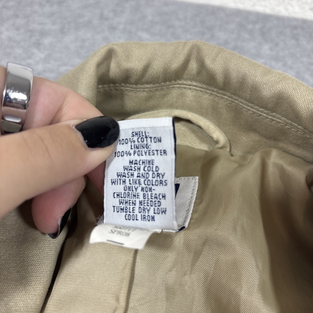 Vintage GAP Trench Coat Womens Sz M Beige Business Preppy Button - Picture 3 of 8